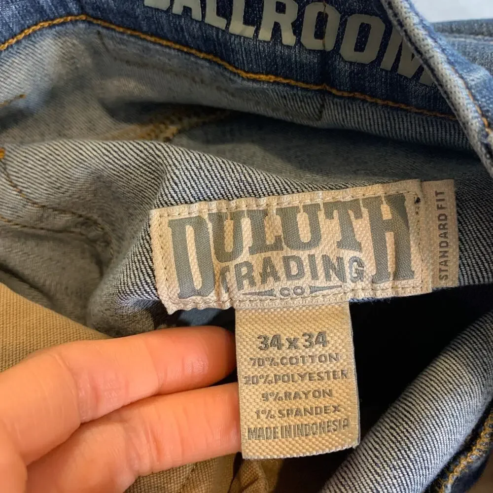 Duluth Jeans Mens 34 Denim Ballroom Double Flex Standard Fit Cotton Blend Work
